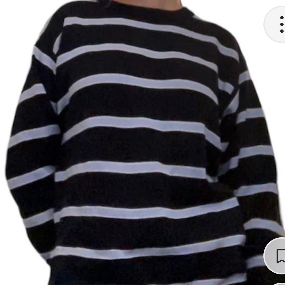 Brandy Melville Navy and Light Blue Striped Sweater